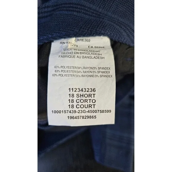 LEE Wrinkle Free Plaid Straight Leg Pants Women's Size 18 Short Blue Mid Rise - Picture 5 of 8